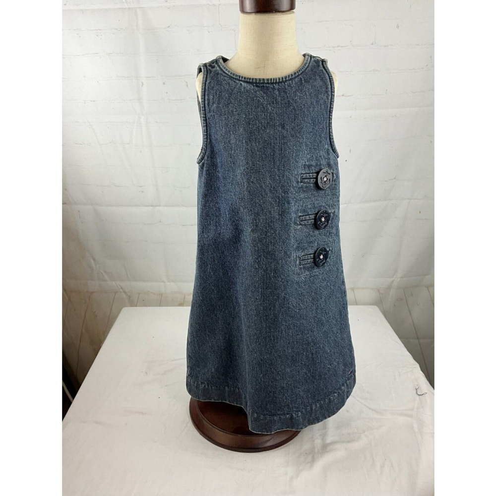 Girls Tommy Hilfiger Denim Jean A-Line Dress Jumper Size 5 Blue Sleeveless